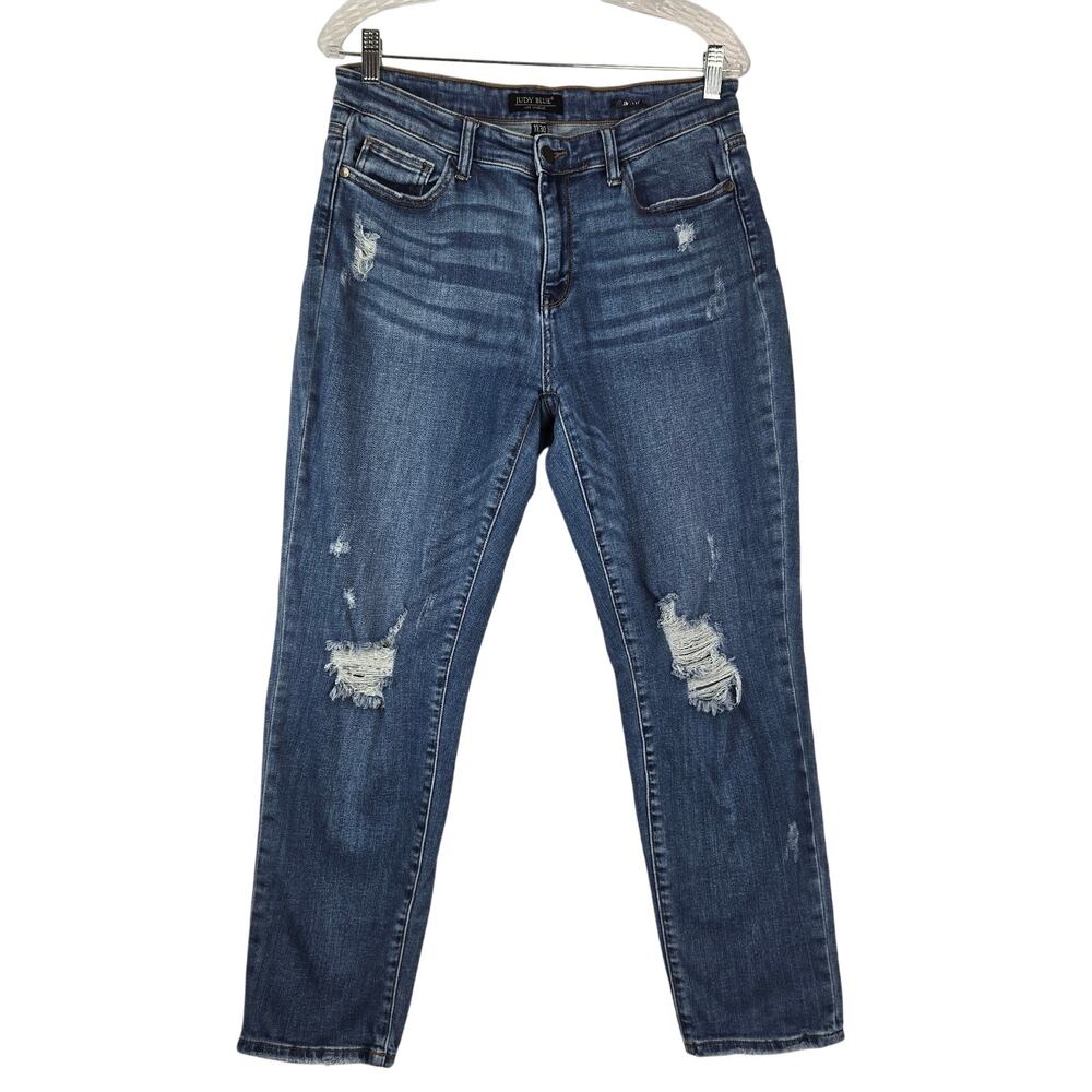 Judy Blue Size 11 Size 30 Distressed Blue Jeans Med Wash Style JB82334DK # 792